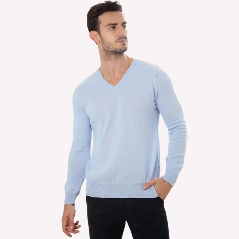 Suéter V-Neck em Tricot Masculino